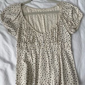 Brandy Melville Cream Top with Black Pattern